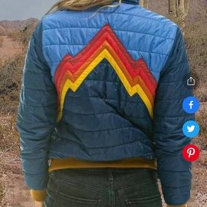NWT Rainbow mountain design puffer jacket